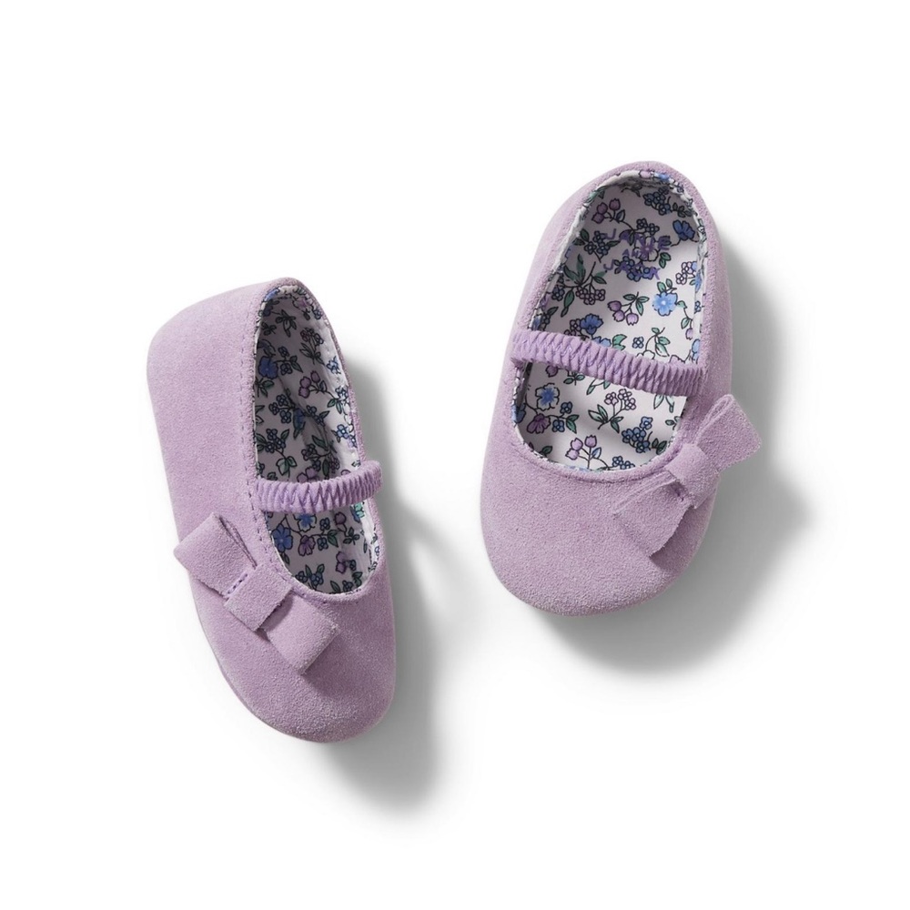 Janie & Jack 3-6 month lavender baby suede bow shoe NEW WITH TAGS